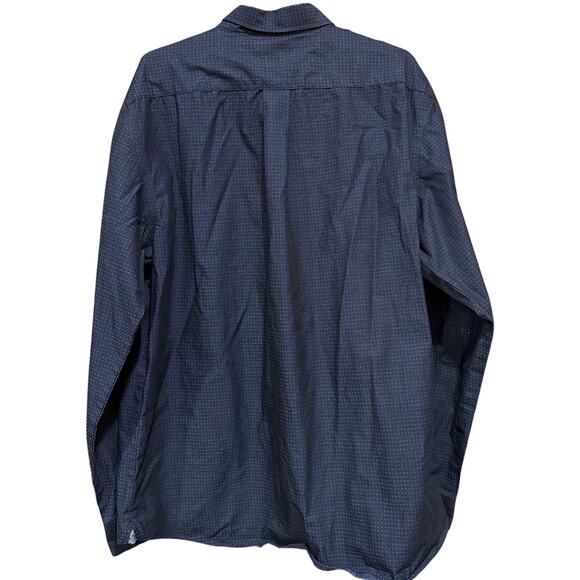 Van Heusen Shirt Mens XL Dark Blue Button Up Long Sleeves Slim Fit Cotton Blend - Picture 2 of 8